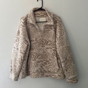 Quarter zip. Tan with animal print. Size medium.